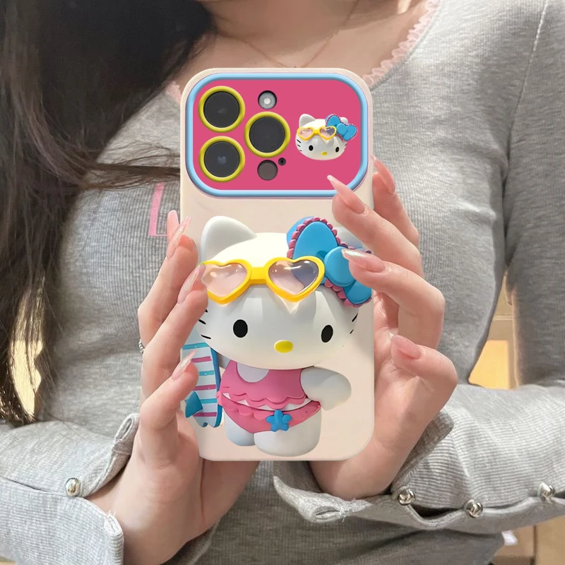 Q夏日冲浪kitty苹果14手机壳13promax卡通iPhone11/12视窗款XSXR