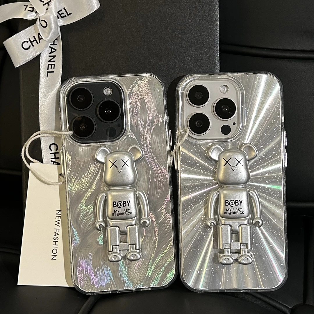 小众极光暴力熊适用iPhone15手机壳苹果14promax新款11/13/12羽纱