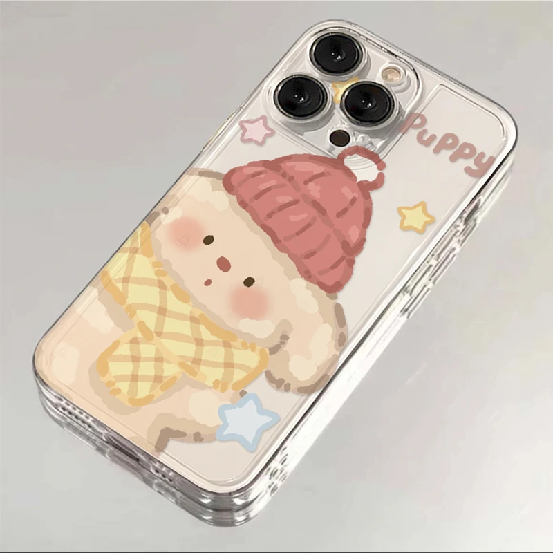 ins冬日油画小狗iPhone15苹果14/13手机壳11软12华为vivo小米oppo