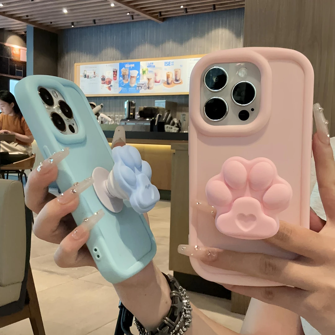 趣味壳少女可爱猫爪支架适用iPhone15苹果13promax手机壳14全包11