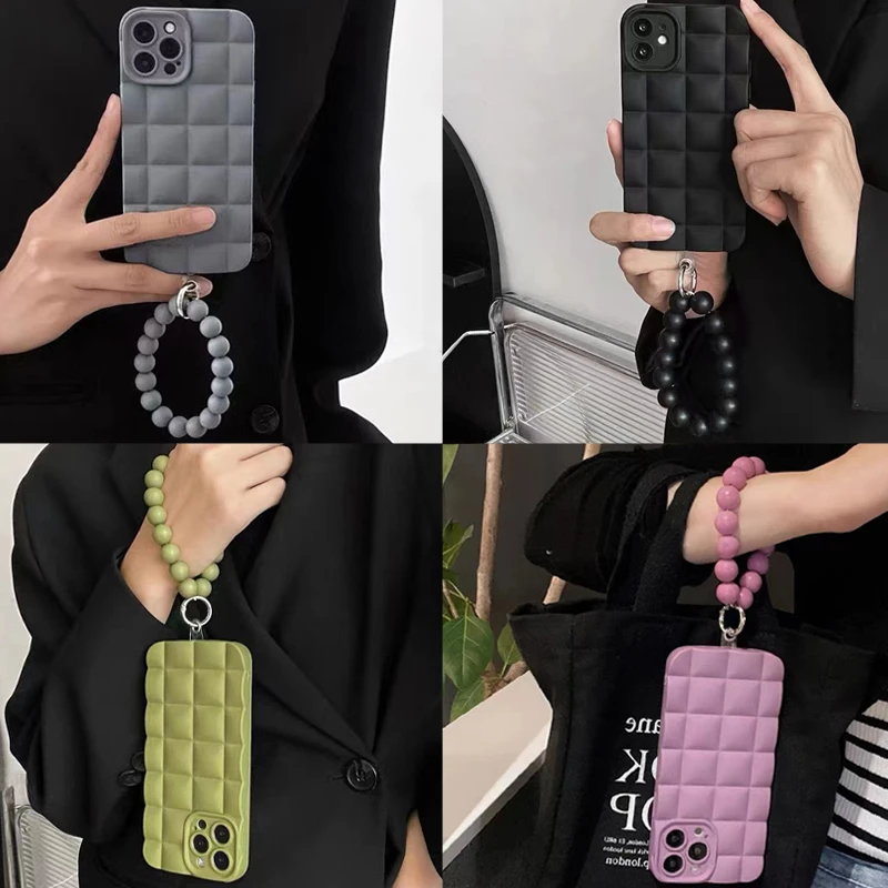 ins简约格子iphone14手机壳12promax链条13苹果XR 8P高级11男女xs
