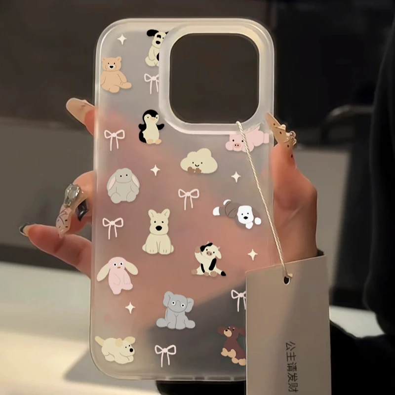 ins可爱蝴蝶结动物iPhone15苹果14promax手机壳13/11磨砂12软XSXR