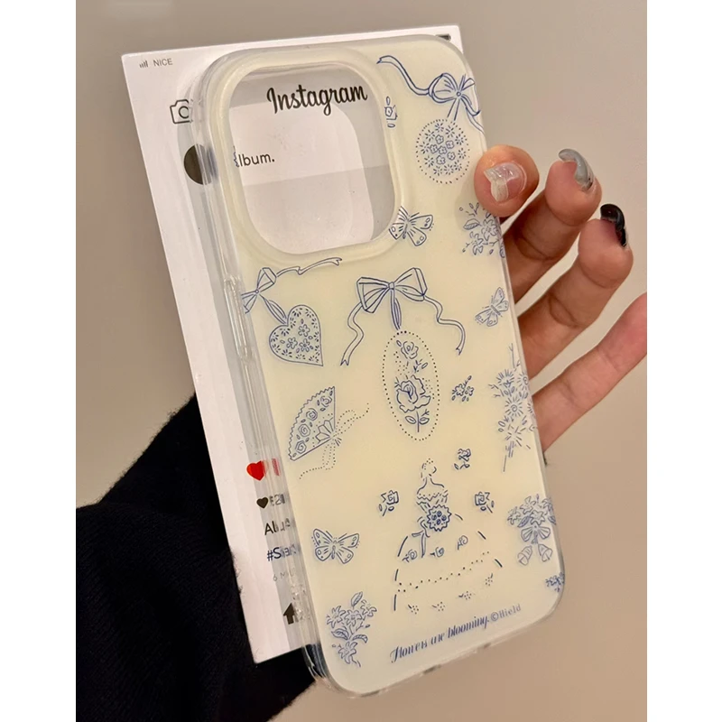 趣味壳简约国风素描适用苹果16promax手机壳iPhone13/15小众14软