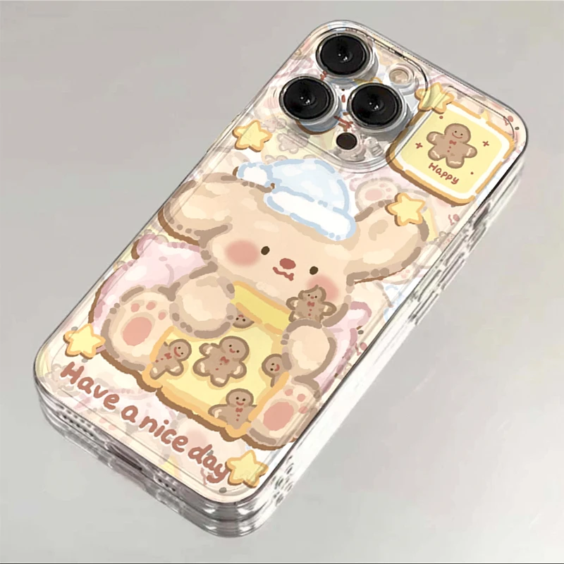 油画小熊姜饼人iPhone13手机壳苹果15卡通14/11华为vivo小米oppo