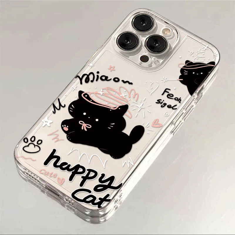 苹果OPPO华为VIVO小米ins小黑猫iPhone15小众13 14手机壳12/11女