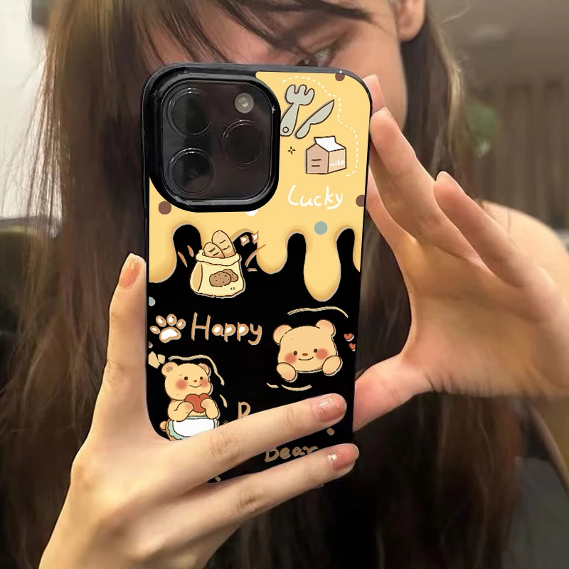 雅天立奶油黄油小熊适用iPhone15苹果16promax/14果冻13手机壳11