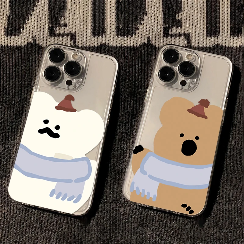 ins可爱围巾小熊苹果13promax手机壳15/12小众iPhone14卡通11软XR
