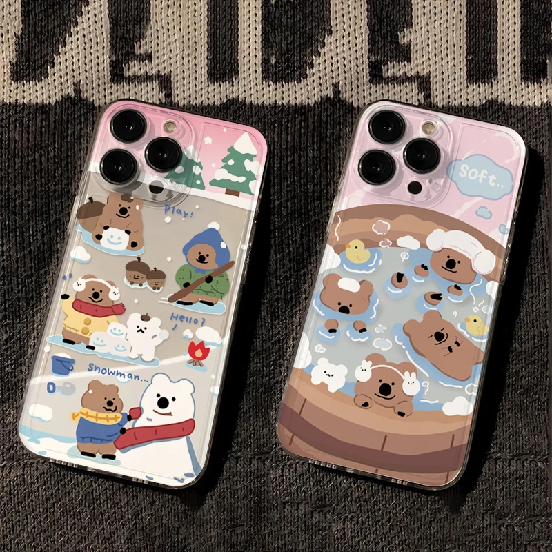 苹果OPPO华为VIVO小米趣味卡通椒熊iPhone13/15手机壳14透明11/12
