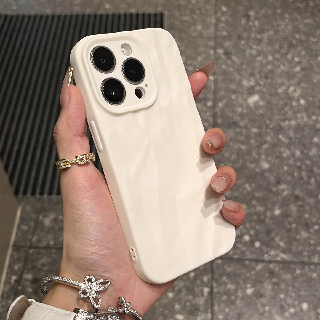 ins高级褶皱iPhone13苹果15promax手机壳14/11肤感12纯色XS男女XR