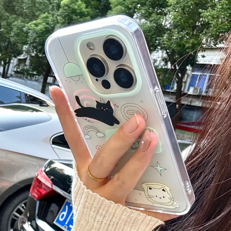 这家壳ins可爱猫咪插画适用苹果15手机壳iPhone16华为vivo小米ppo