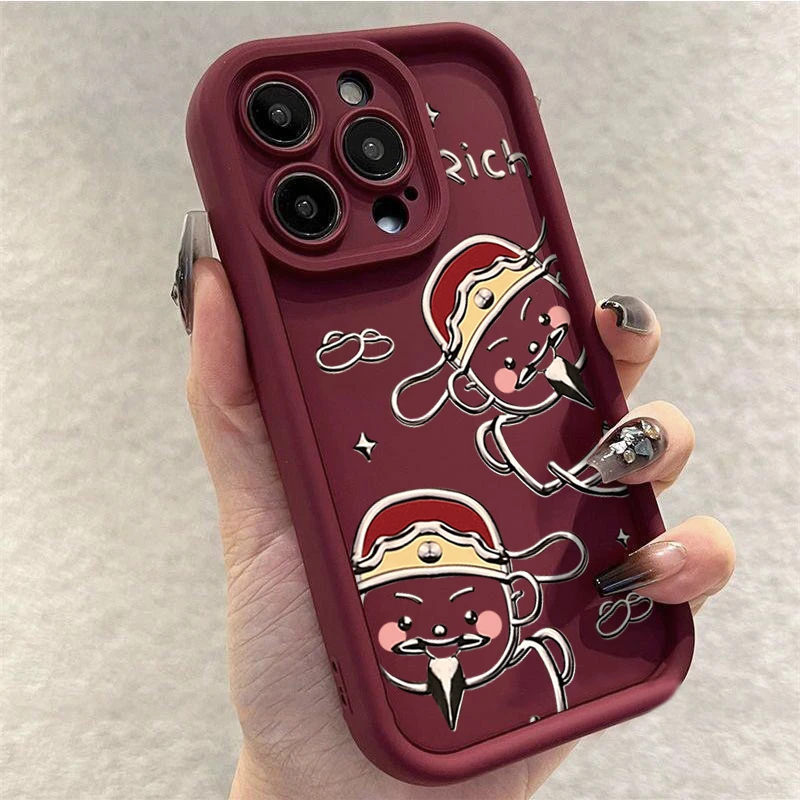 ins金属线条财神iPhone15苹果13手机壳11/14复古华为vivo小米oppo