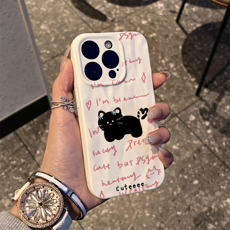 小众可爱猫咪苹果15手机壳13promax卡通iPhone14/11肤感12软壳XS