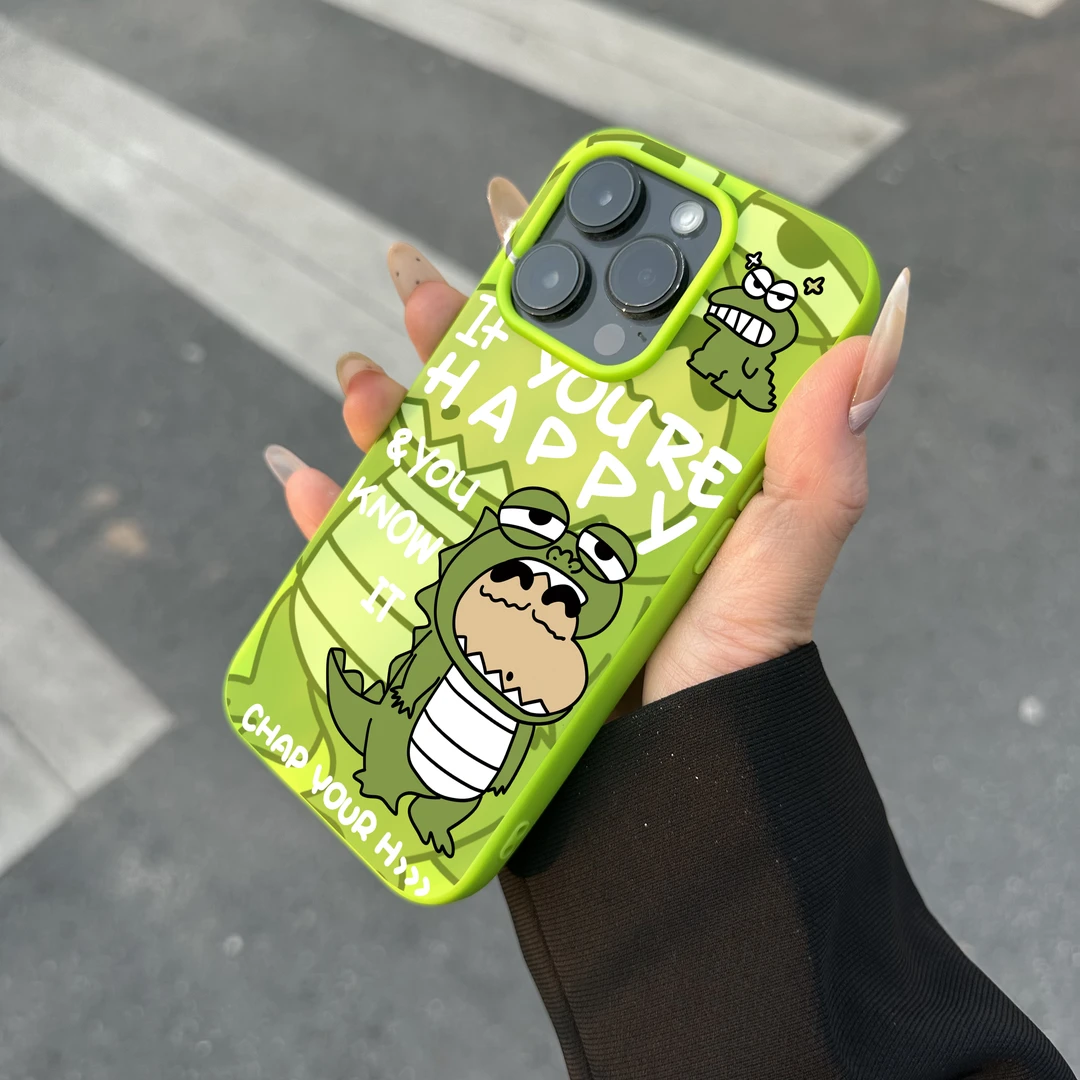 雅天立卡通鳄鱼小新适用iPhone15promax苹果13手机壳14/11肤感12