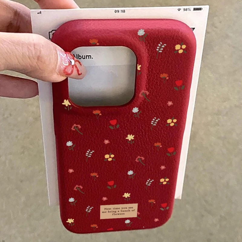 雅天立秋冬ins满屏碎花适用iPhone16promax苹果15手机壳13皮纹14