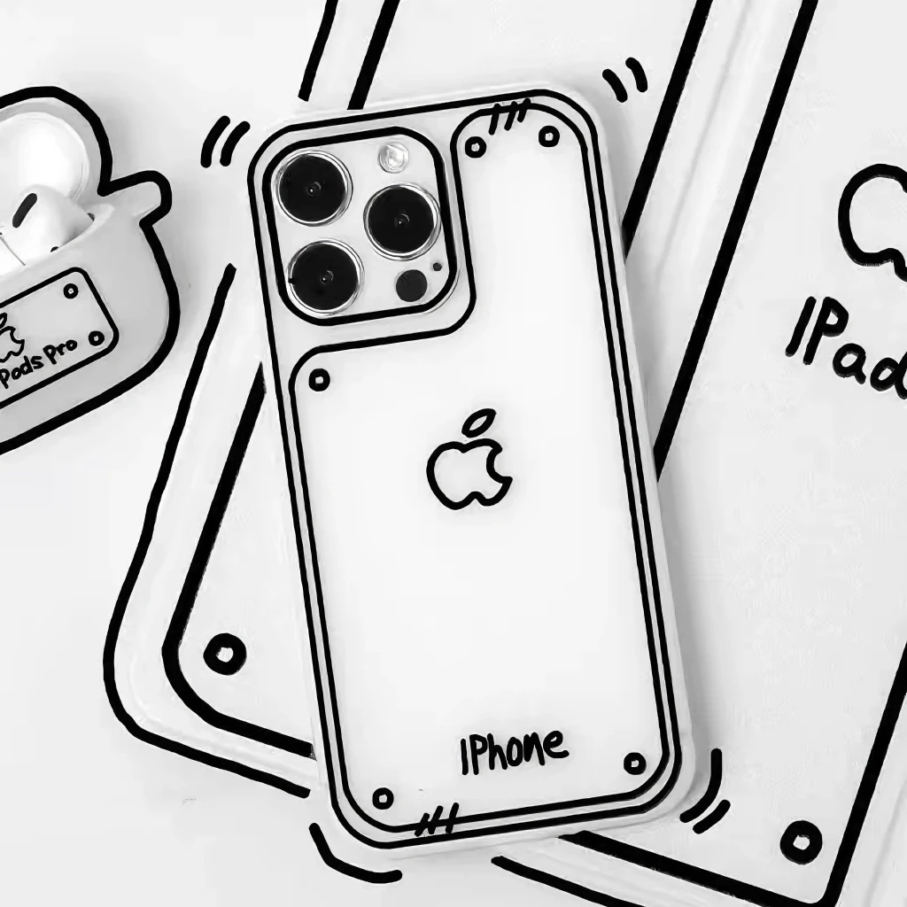 简约线条手绘苹果15promax/13手机壳iPhone14/12磨砂11软XSXR新款