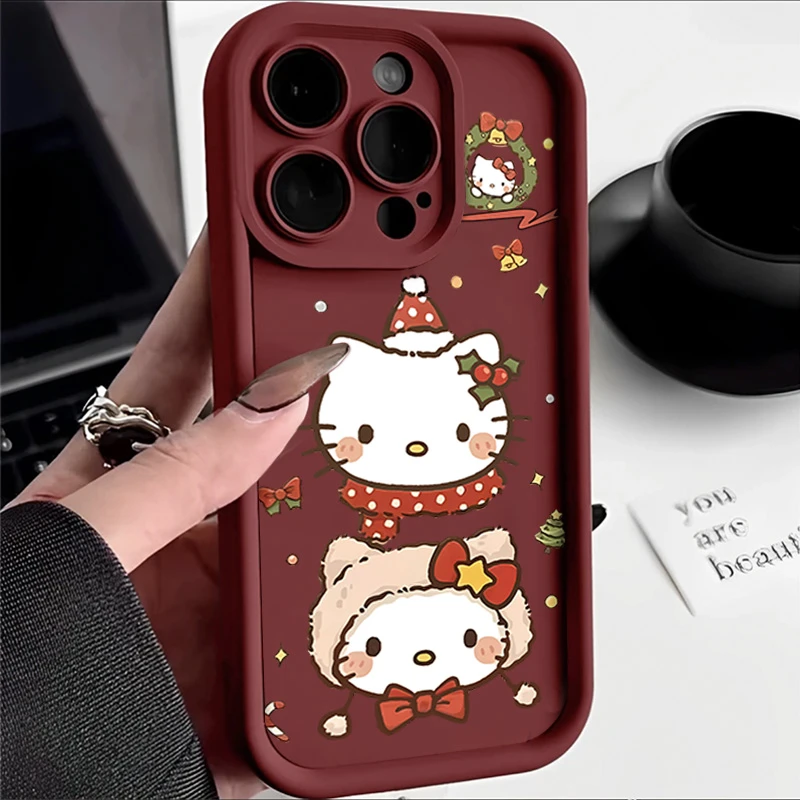 可爱圣诞凯蒂iPhone13/15苹果11手机壳12全包14华为vivo小米oppo