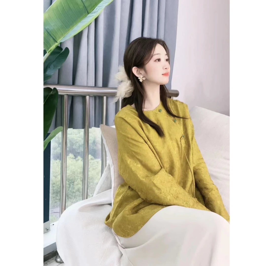 【璐璐推荐】dy1304重磅真丝花萝时尚百搭显瘦款上衣