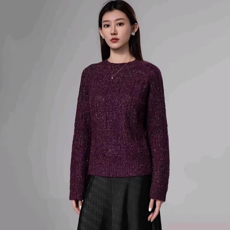 商场同款2025秋冬新款时尚百搭软糯毛衣圆领套头针织衫女1399675