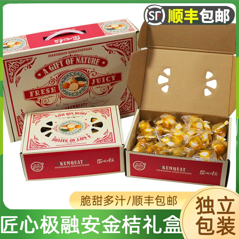 匠心极融安滑皮金桔礼盒装 独立小包装广西新鲜金橘水果顺丰包邮