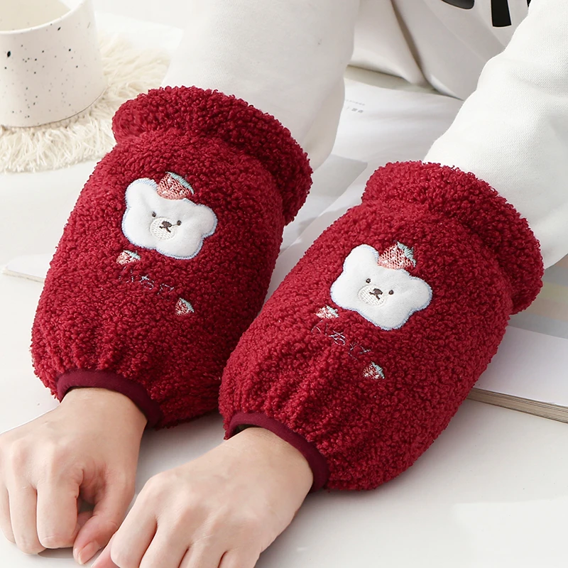 秋冬天泰迪绒保暖防污袖套护袖成人学生家务工作防脏套袖短款儿童