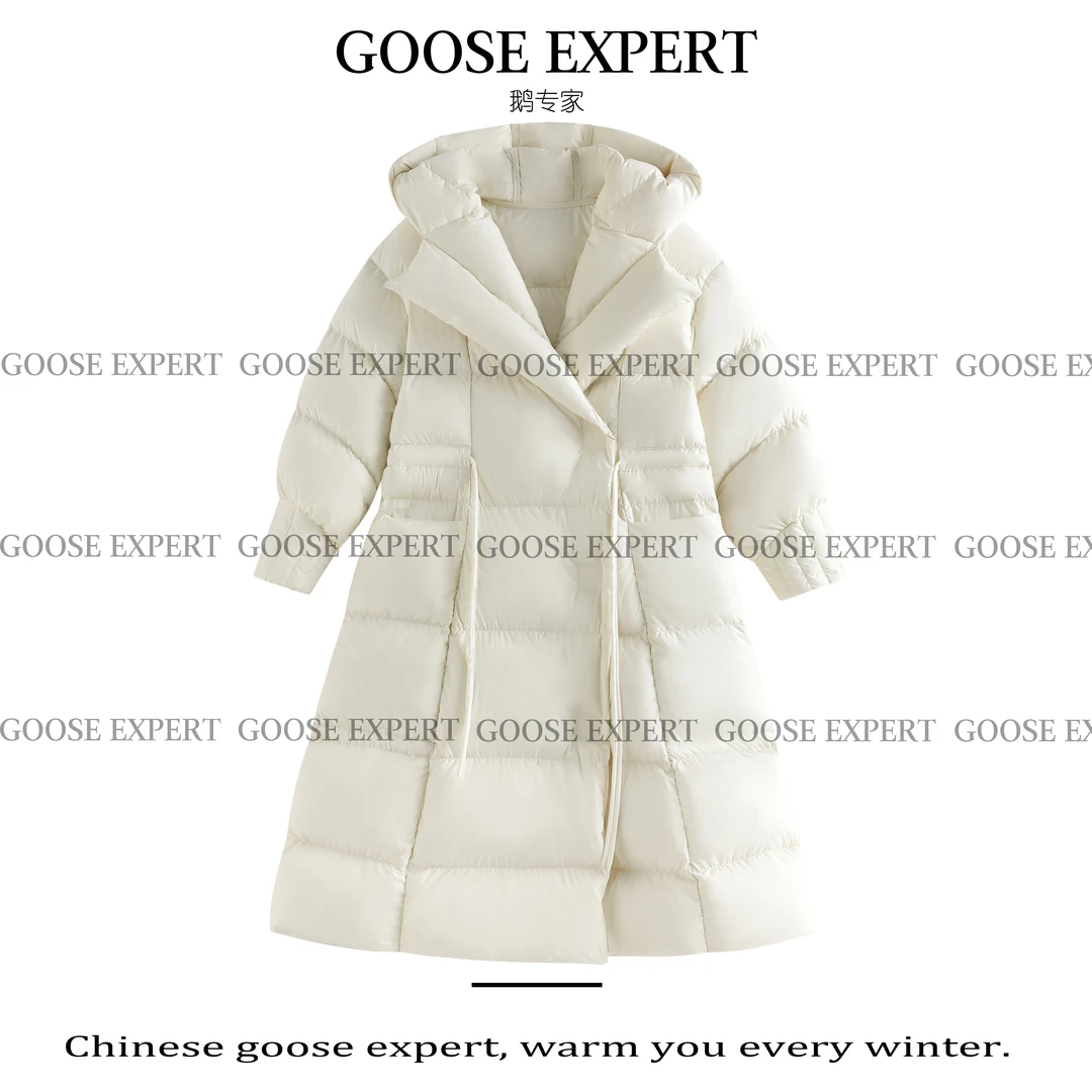 【Goose Expert】鹅专家 95绒抽绳收腰过膝保暖加厚鹅绒服J24328