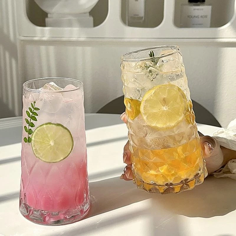 网红钻石美式咖啡杯夏季杯子玻璃杯杯子冷饮专用果汁杯家用水杯