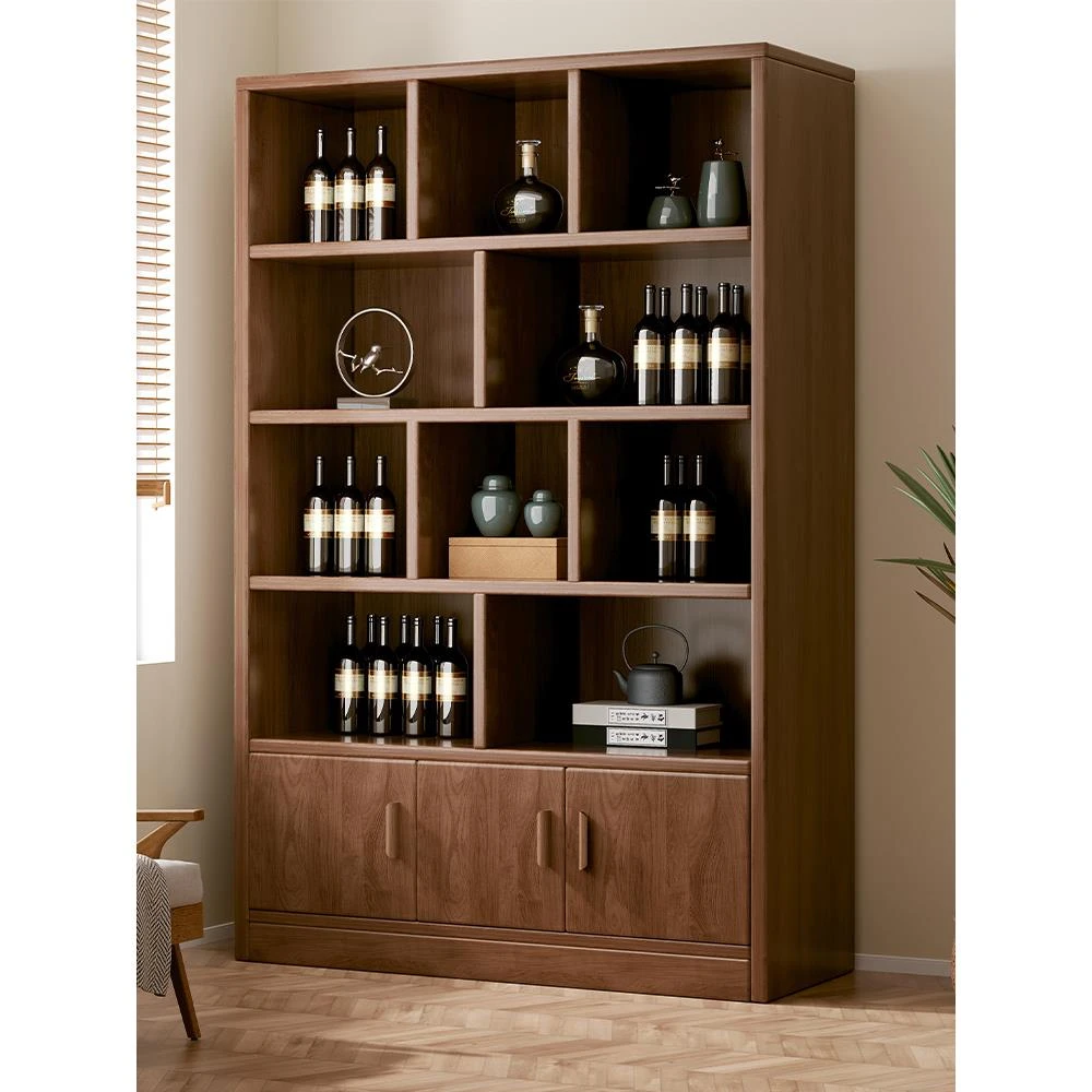 实木酒柜靠墙客厅置物架展示柜商用白小酒架2024年新款家用新中式