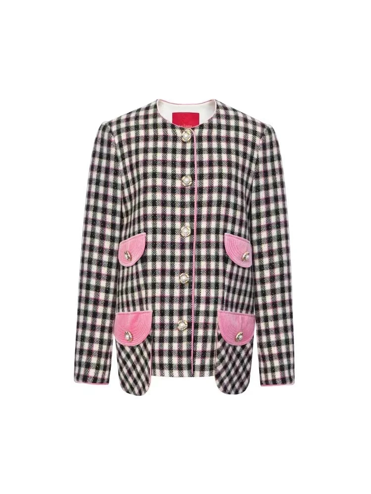 LeFame/拉飞姆Lefame24春"彩色亮片格纹宽松 外套LF24C21SC194