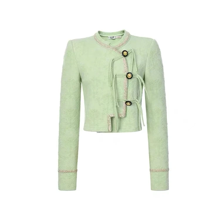 LE FAME/拉飞姆2024年冬小香风中式盘扣针织外套女FF24D11ZM328