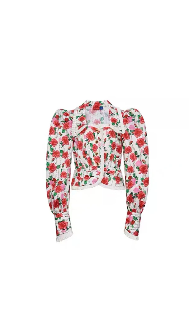 LeFame/拉飞姆Lefame23冬港风印花上衣LF23D51SB055法式短款时尚