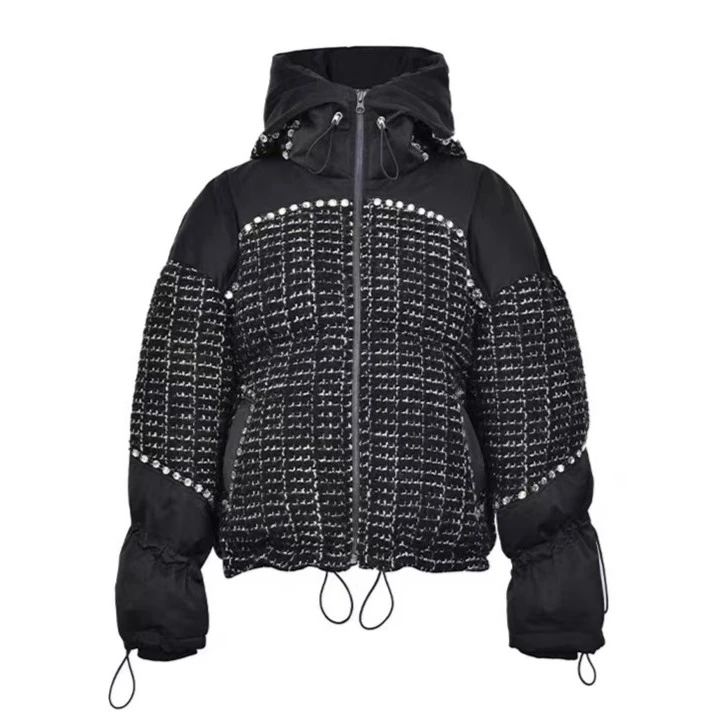 LeFame/拉飞姆lefame2021冬订珠装饰拼接羽绒服LF21D22C01B343