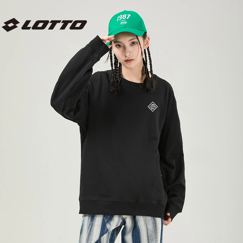 LOTTO/乐途套头卫衣情侣款2024新款宽松简约秋冬百搭潮流卫衣男女