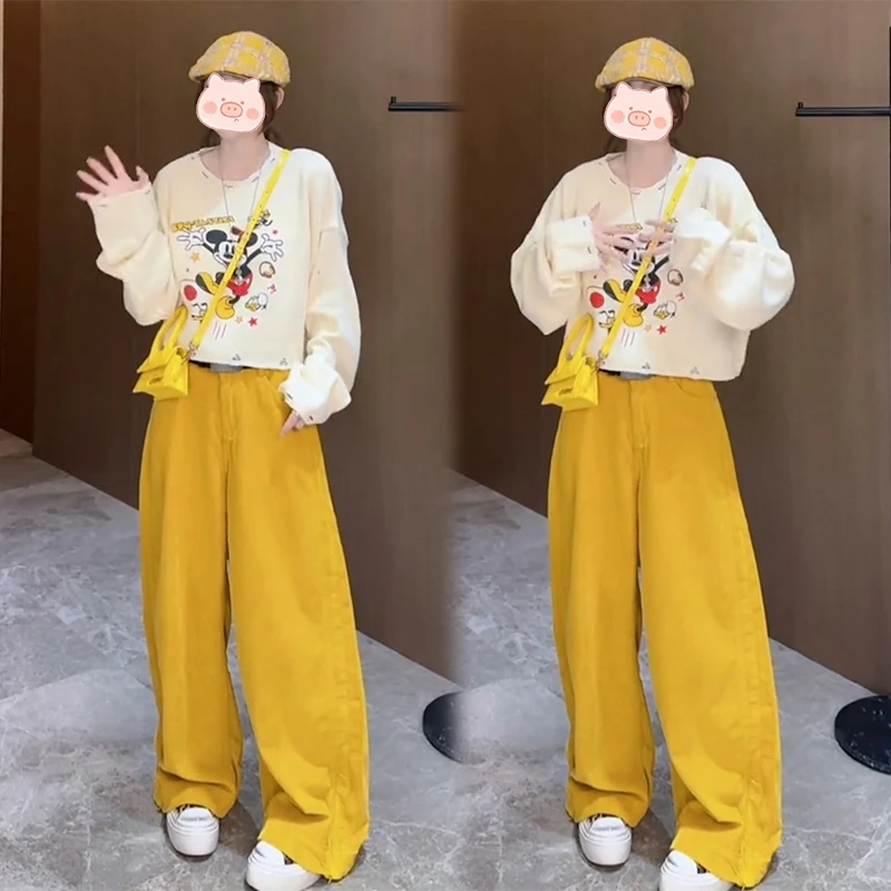 2024秋季新款韩版圆领针织衫女小个子减龄慵懒风上衣休闲裤两件套