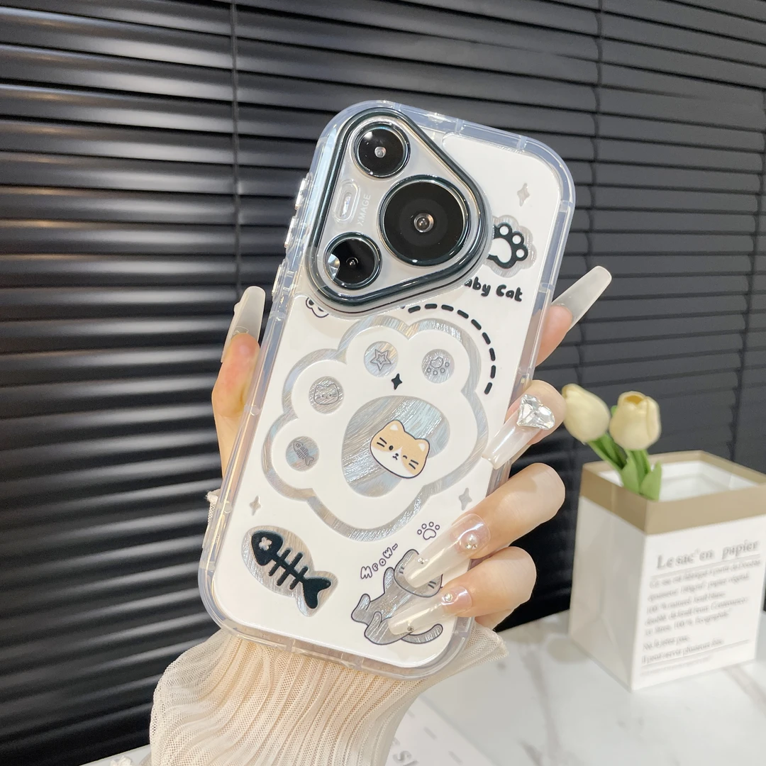 公主范可爱猫爪华为pura70pro手机壳p70新款p70ultra奶油羽纱防摔