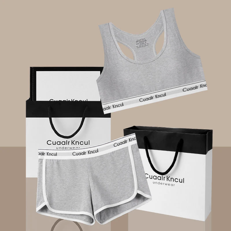 CK&女士运动外穿美背循环LOGO腰边舒适纯棉质潮女生上衣背心套装