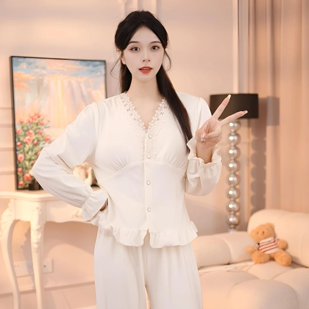 查理夫人【文汐新】海岛绒睡衣套装睡衣秋冬长袖休闲家居服家居服