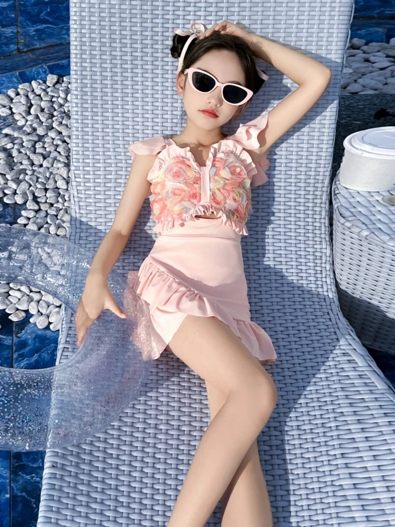 [MH 美画] 现货-168夏季新款女童泳衣防晒速干碎花分体泳衣