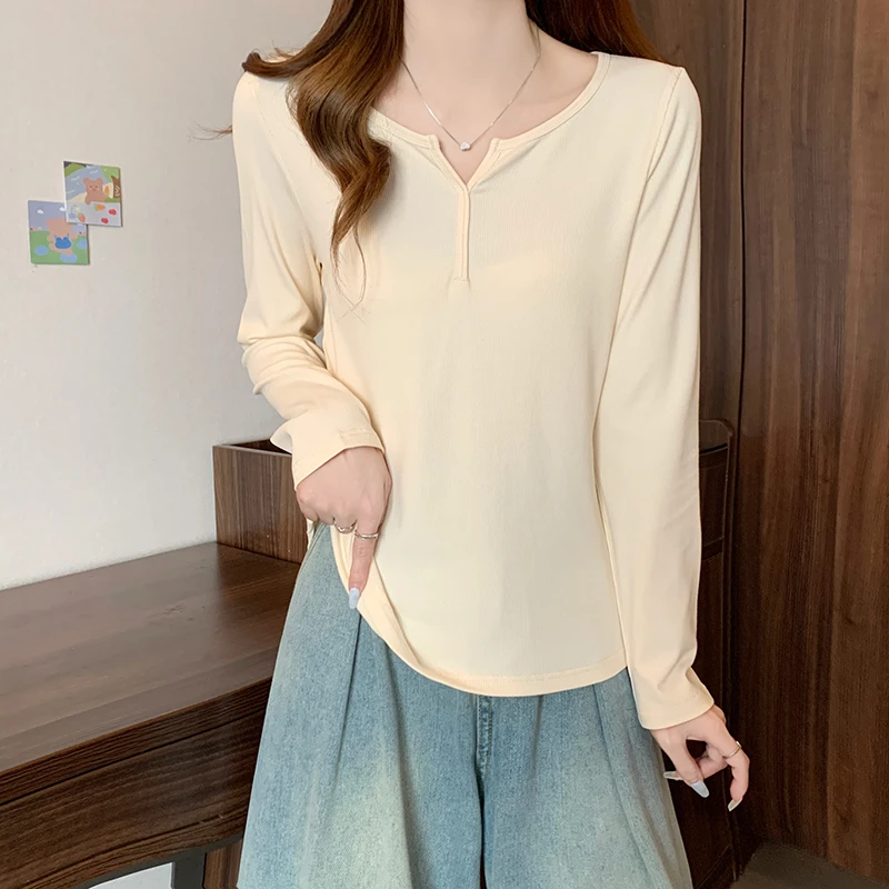 8371大码女装春秋显瘦长袖针织百搭纯色秋季洋气黑色外穿v领韩版