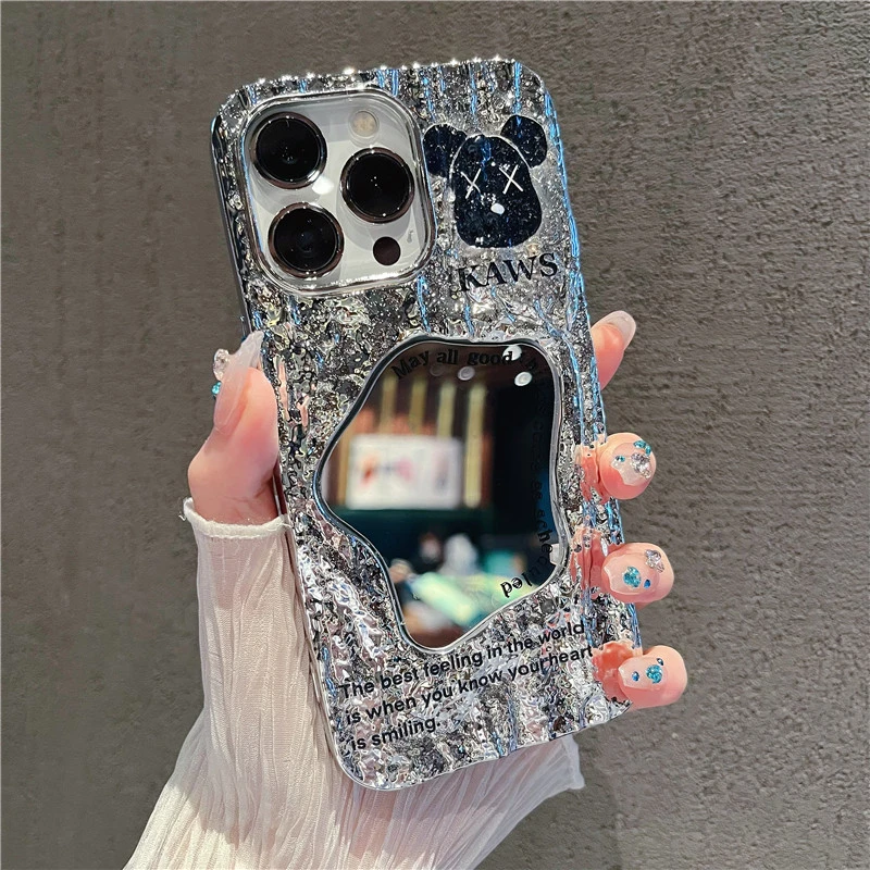 适用苹果14手机壳镜子iphone13华为荣耀oppovivo女款网红卡通防摔