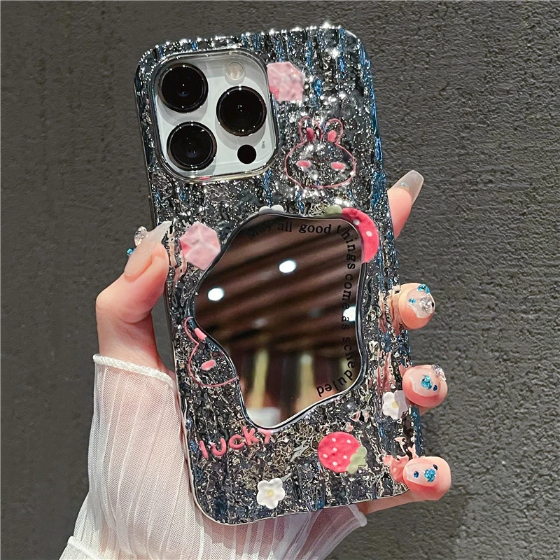 适用苹果14手机壳镜子iphone13华为荣耀oppovivo女款网红卡通防摔