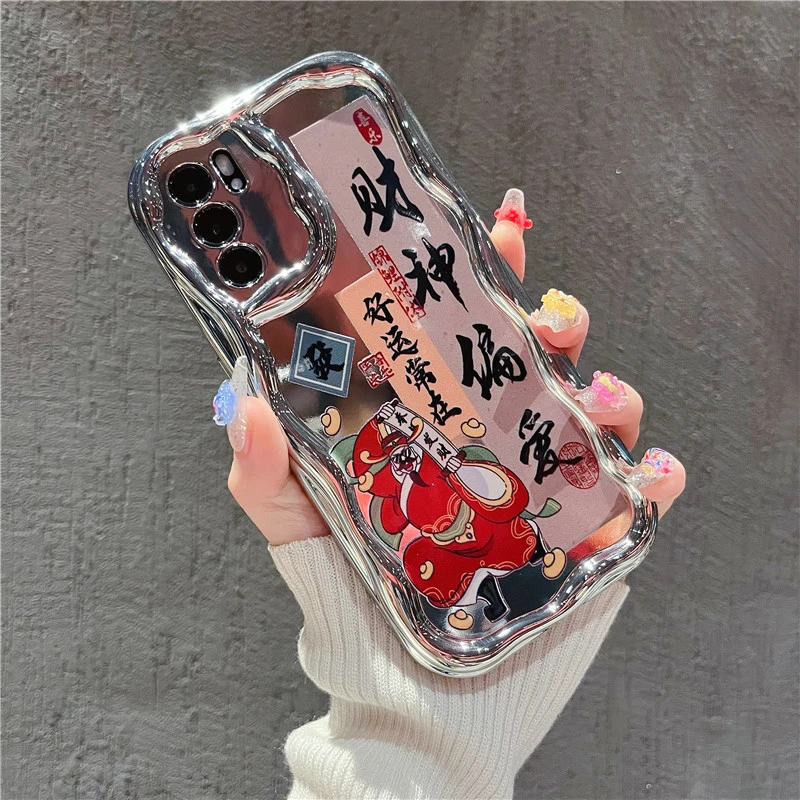 适用opporeno6手机壳财神软硅胶reno6pro男女款潮牌防摔好运常在