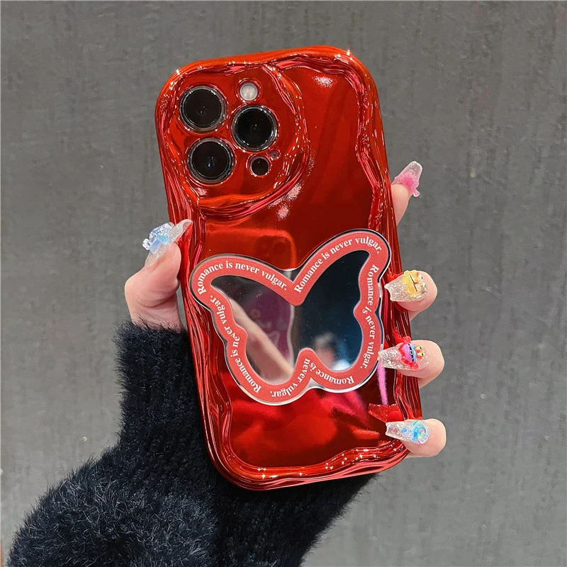 苹果15手机壳电镀蝴蝶支架软硅胶华为荣耀oppovivo小米/13女网红