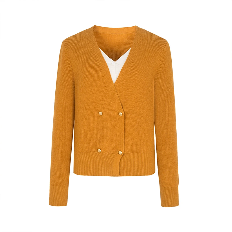 【品牌】商场同款新品假两件绵羊毛混纺针织衫NDY9A33588