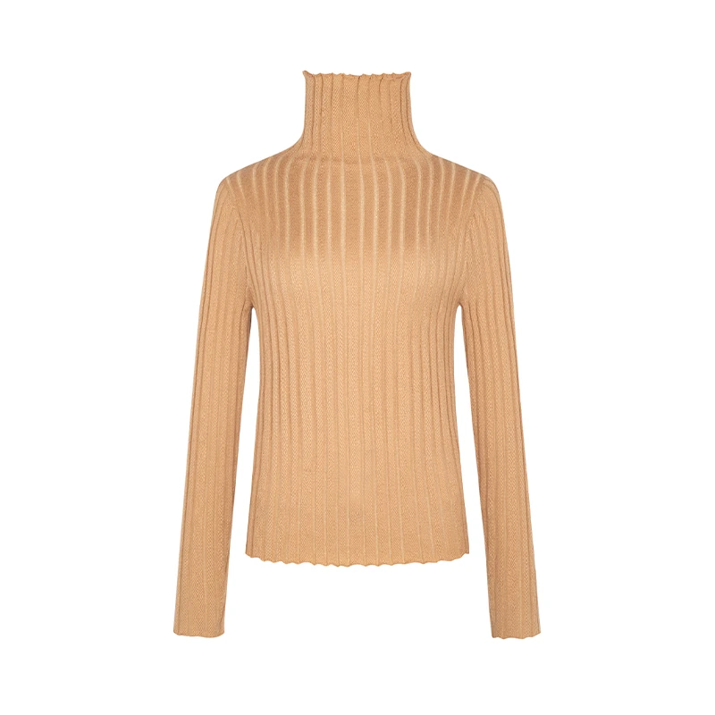 【品牌】商场同款新品竖坑条高领绵羊毛针织衫NDY10A34421