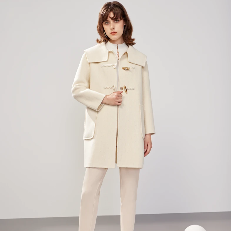 【小余专属】商场同款新品经典H型牛角扣绵羊毛大衣N2110B24329