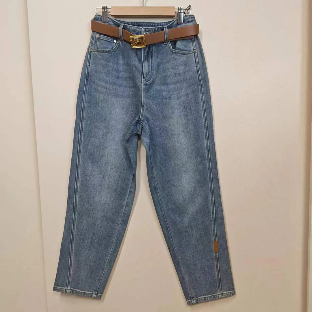 【品牌】商场同款新品撞色腰带立裁锥形牛仔裤N138A33195