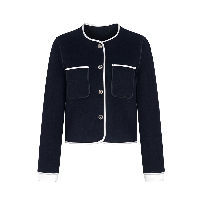 【品牌】商场同款新品小香撞色绵羊毛外套N2110A34638