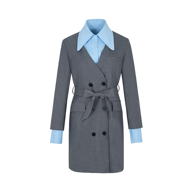 【直播专属】商场同款新品可脱卸撞色衬衫领连衣裙N198B33330