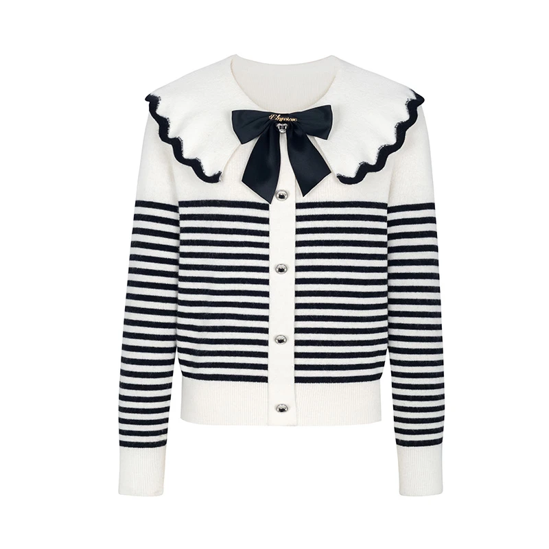 【媛媛女王专享】商场同款新品时尚减龄荷叶翻领针织衫NDY10A34734