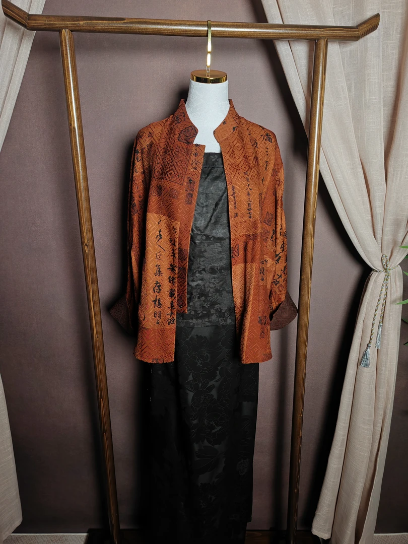 百分桑蚕丝香云纱春夏凉爽缴萝平安帖对襟新中式国风上衣宽松外套